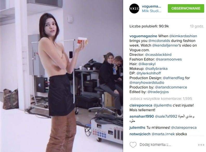 Dieta Kendall Jenner. Podczas sesji je hamburgery (fot. ONS, Instagram)