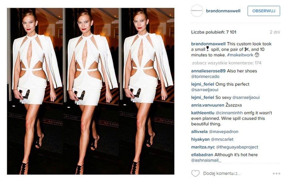 Karlie Kloss na after party MET Gali 2016 w ekspresowo przerobionej sukni przez Brandona Maxwella (fot. Instagram)