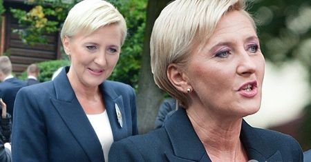 Modna Agata Duda na dożynkach w Spale. Ten komplet to hit nadchodzącego sezonu!