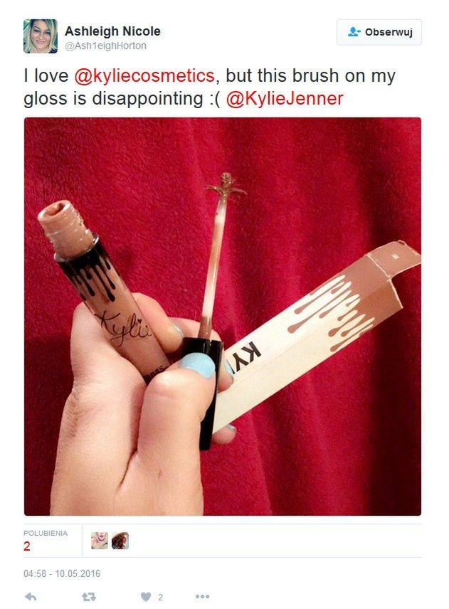 Niezadowolona użytkowniczka kosmetyków Kylie Jenner