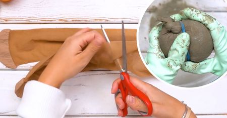 Wypełniła stare rajstopy cementem. Za kilka groszy zrobiła stylową ozdobę na jesień