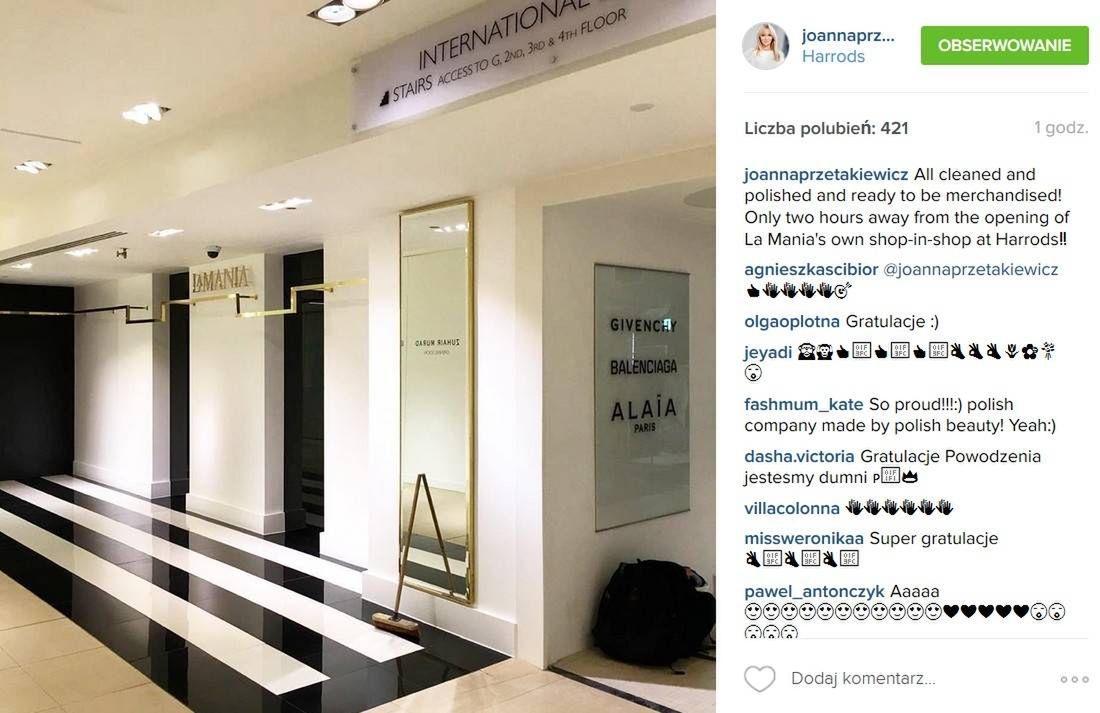 Butik La Mania w londyńskim Harrodsie (fot. Instagram)