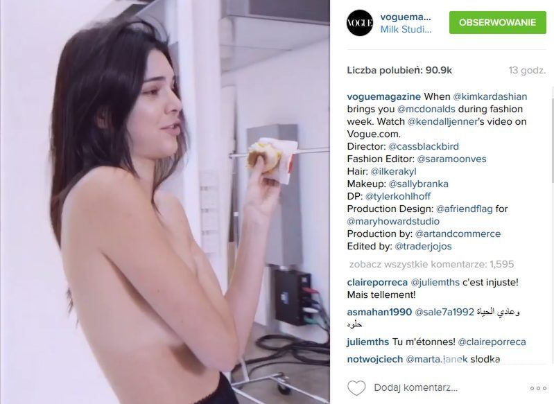 Kendall Jenner nie jest na diecie (fot. Instagram)