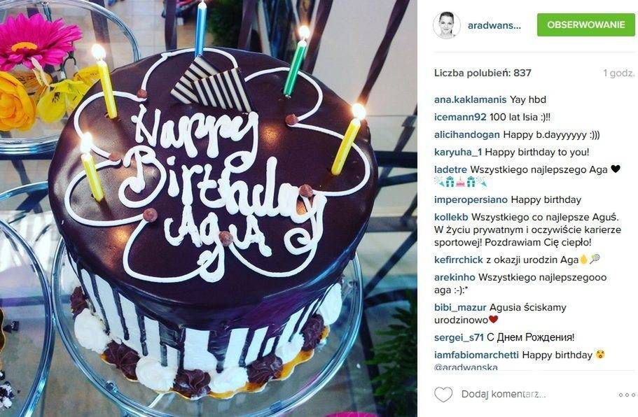 Tort na 27. urodziny Agnieszki Radwańskiej (fot. Instagram)
