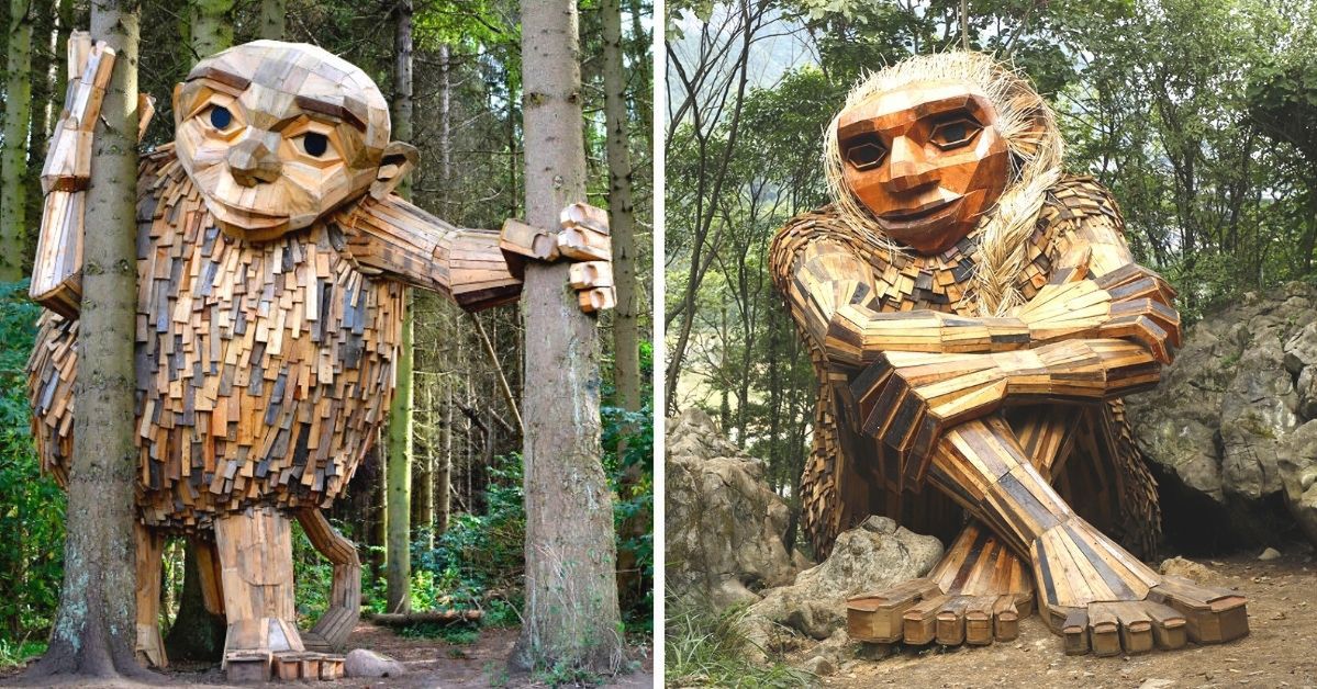 Recycling Art - 14 Wooden Giants by a Scandinavian Artist