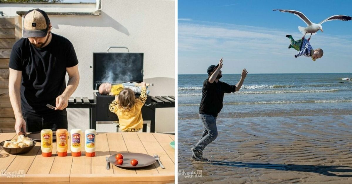 21 Inventive Photos of a Father with His Kids... Because Mom kept Asking if They're OK