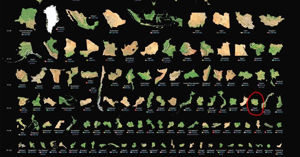 Niezwykła grafika, która pokazuje prawdziwą wielkość różnych krajów i terytoriów