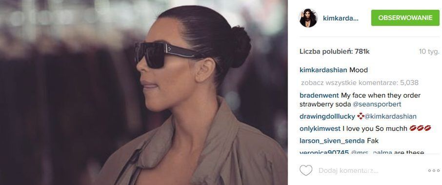 Kim Kardashian w okularach Celine (fot. Instagram)
