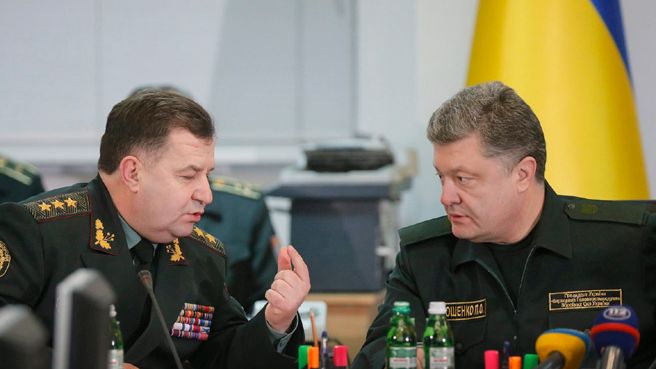 Minister Obrony Ukrainy Stepan Poltorak i Prezydent Petro Poroszenko