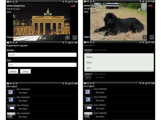 Popler Live - transmituj wideo na żywo z komórki i tabletu