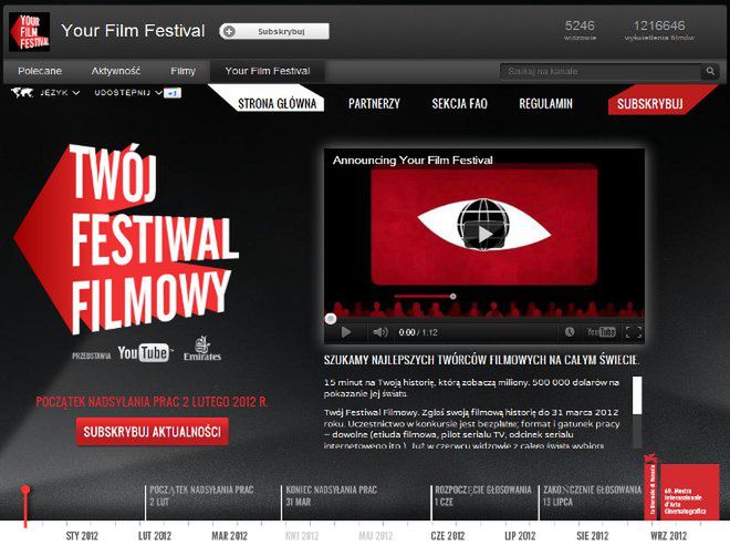 Twój Festiwal Filmowy 2012 na YouTube