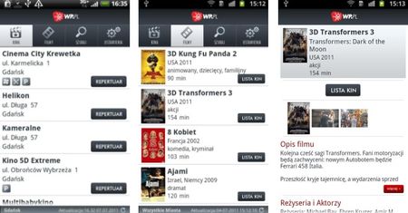 Repertuar Kin - nowa aplikacja WP.PL już w Android Market!