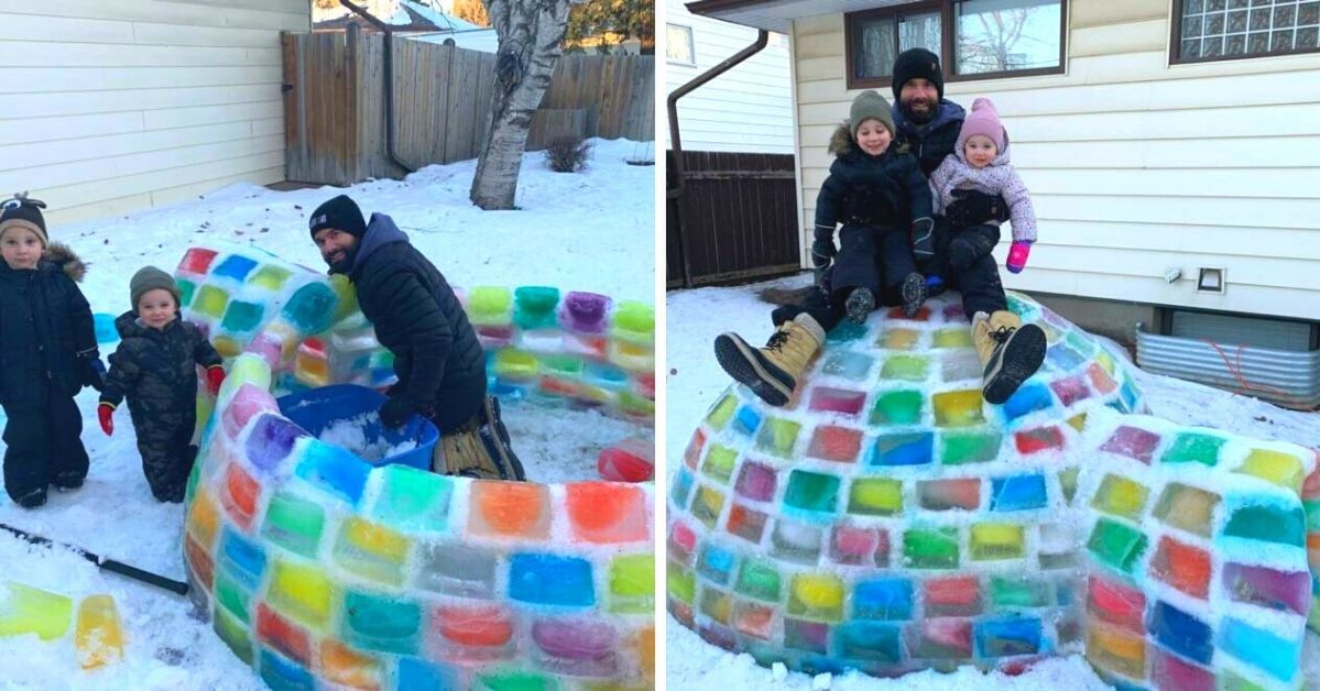 A Family Built A Multicolored Igloo in Their Home Backyard