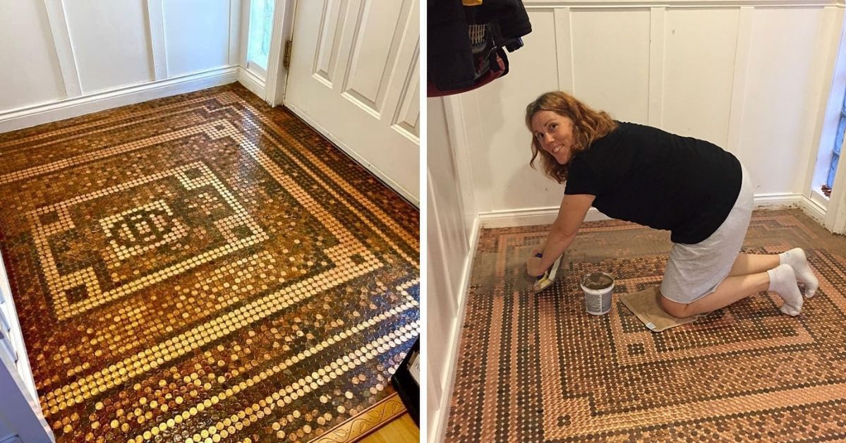 A Woman Creates a Mosaic of Coins that Will Withstand the Passage of Time
