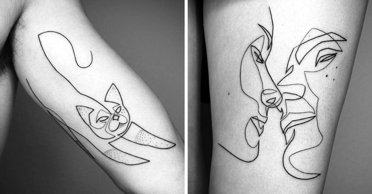 19 Amazing Single Line Tattoos. They Resemble Sketchbook Drawings