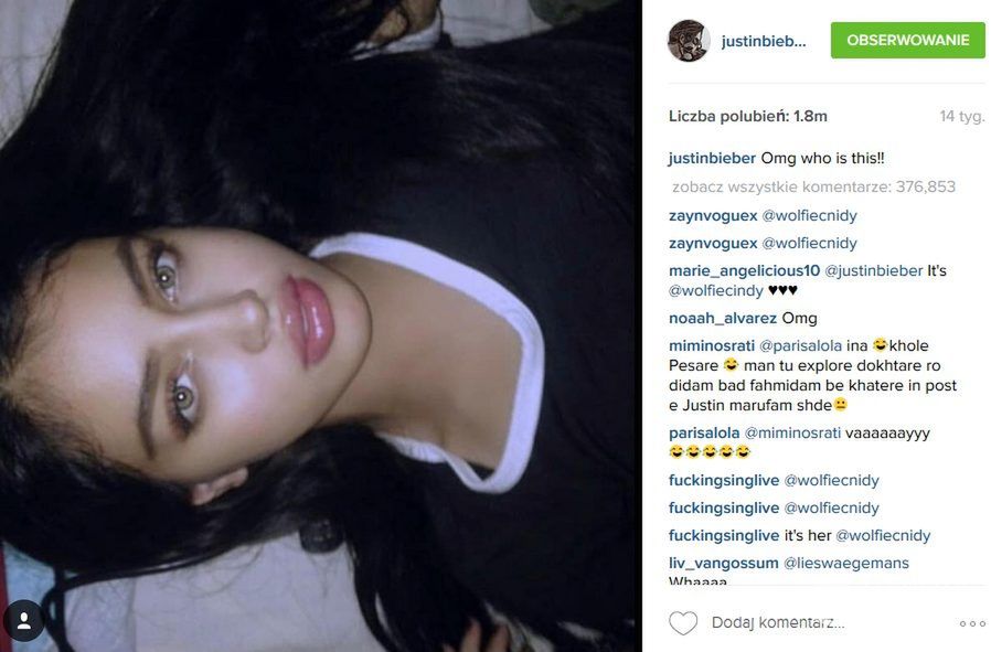 Cindy Kimberly na zdjęciu udostępnionym na Instagramie przez Justina Biebera (fot. Instagram)