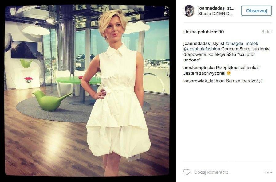 Magda Mołek w białej sukience w "Dzień Dobry TVN" (fot. Instagram)