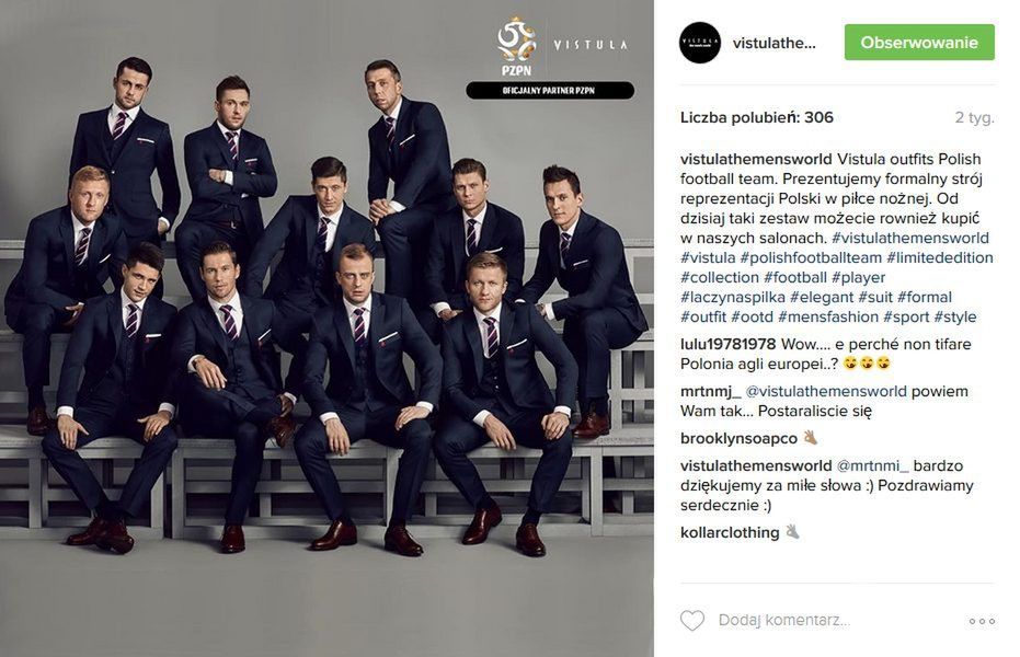 Marka Vistula zaprojektowała stroje dla reprezentacji Polski na EURO 2016 (fot. Instagram)