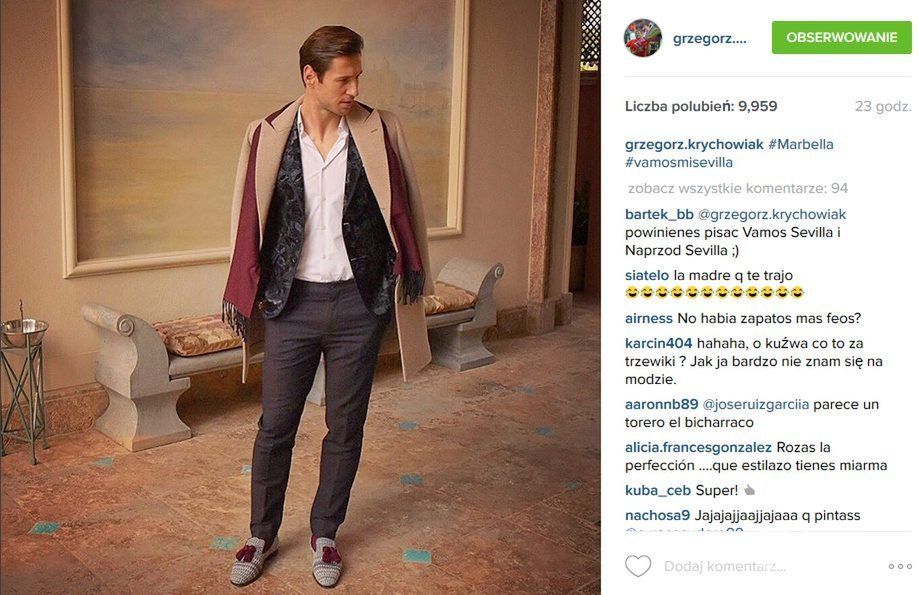 Grzegorz Krychowiak pokazuje kontrowersyjne buty (fot. Instagram)