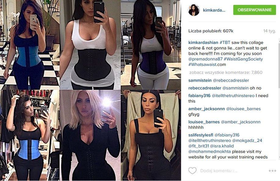 Kim Kardashian lubi wyszczuplać talię gorsetami (fot. Instagram)