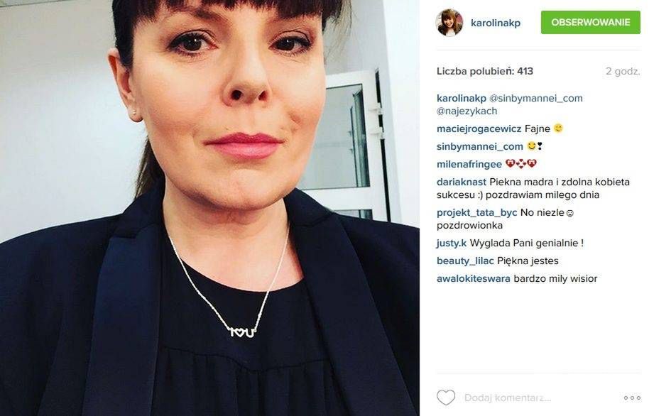 Karolina Korwin-Piotrowska w naszyjniku od Sary Boruc (fot. Instagram)
