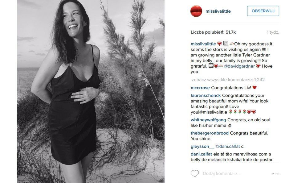 Liv Tyler w ciąży pozuje na Instagramie (fot. Instagram)