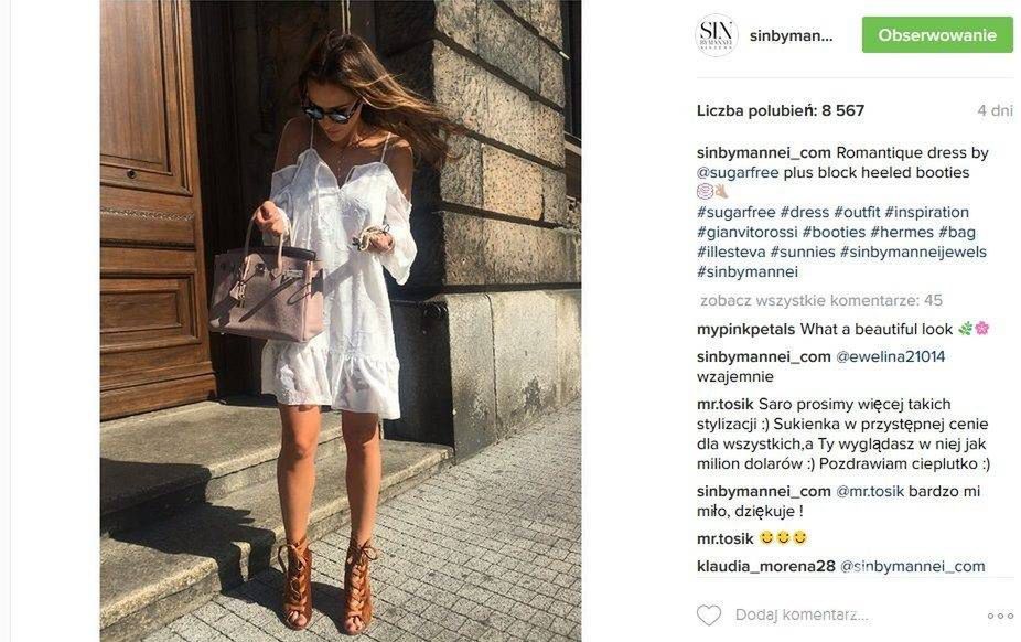 Sara Boruc w sukience Sugarfree (fot. Instagram)