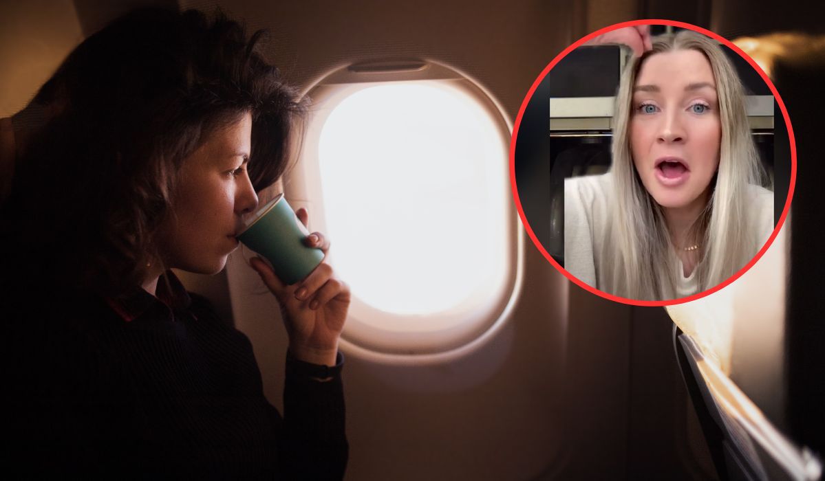 Stewardessa ostrzega, czego nie pić, gdy samolot wystartuje - Pyszności; foto: Canva, TikTok