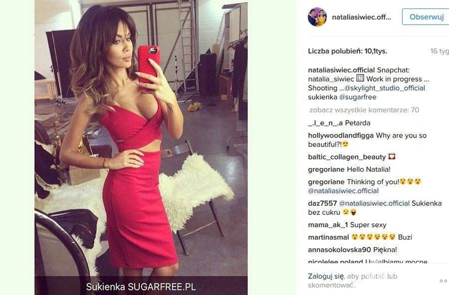 Natalia Siwiec w czerwonej sukience Sugarfree (149 pln)