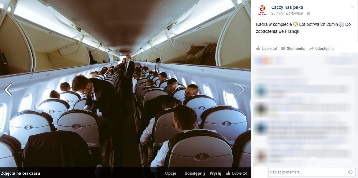Reprezentacja Polski w drodze na EURO 2016 (fot. Facebook.com/LaczyNasPilka)