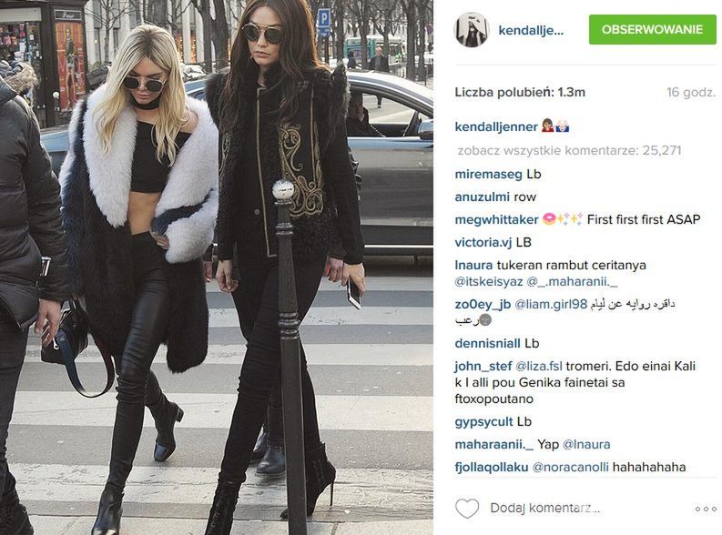 Kendall Jenner i Gigi Hadid w Paryżu podczas tygodnia mody (fot. Instagram)