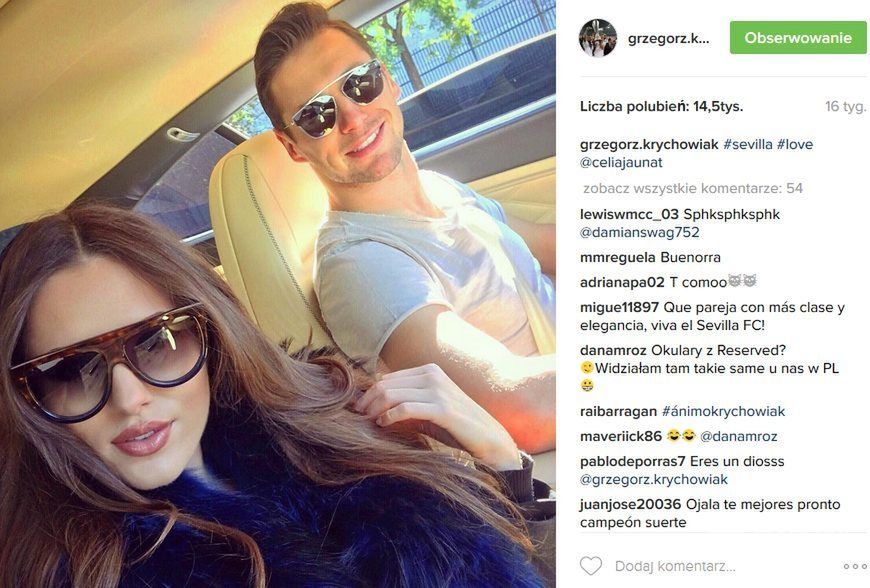 Zawsze stylowi Celia Jaunat i Grzegorz Krychowiak (fot. Instagram)