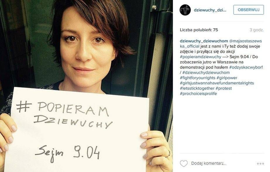 Maja Ostaszewska wspiera akcję #popieramdziewuchy (fot. Instagram)