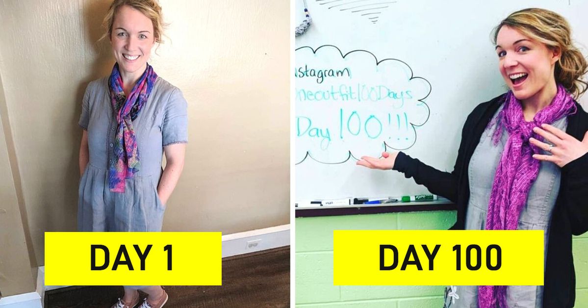 A Teacher Wears One Dress for One Hundred Days to Prove That Being a  Shopaholic Is a Serious Problem