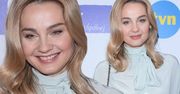 Ona zawsze jest w trendach. Małgorzata Socha w modnych pastelach na konferencji serialu "Na Wspólnej"