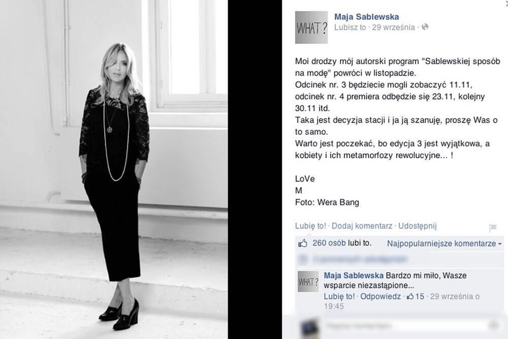 Maja Sablewska
Fotografia: screen z Facebook.com