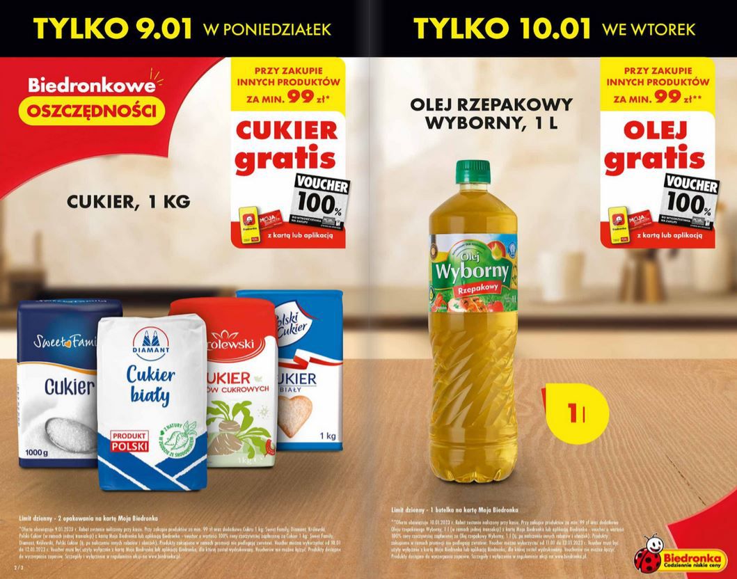 Olej i cukier w Biedronce - Pyszności; Foto: screen ze strony Biedronka.pl