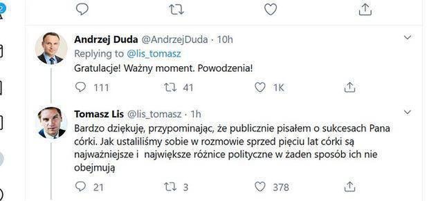 Andrzej Duda gratuluje Poli Lis