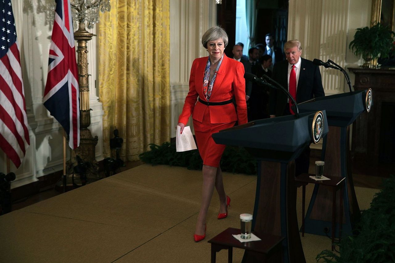 Theresa May na spotkaniu z Donaldem Trumpem