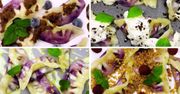 Pierogi z serem twarogowym i jagodami w towarzystwie 4 dodatków