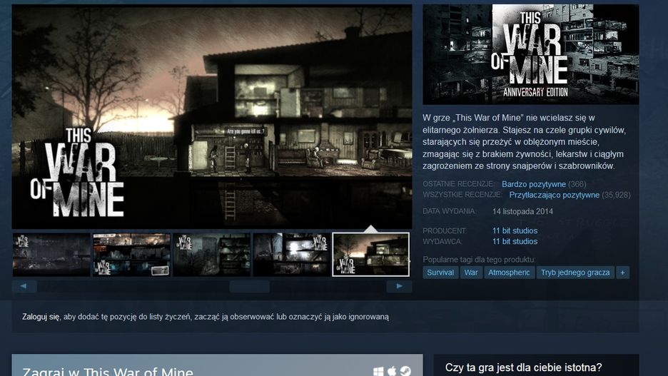 Przez chwilę "This War of Mine" jest za darmo