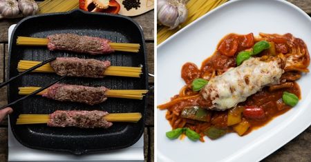 Spaghetti z sosem pomidorowym i wołowiną. Jak zrobić szybki makaron z patelni?