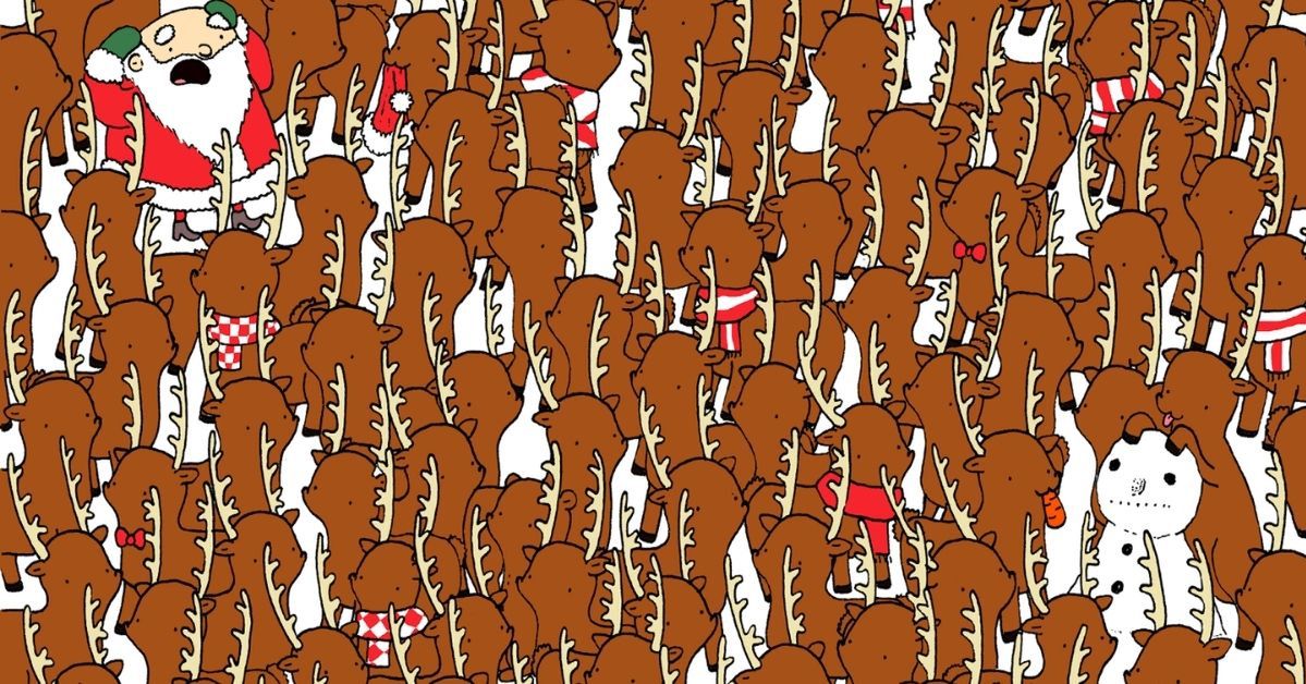There Is a Bear Hiding Amongst the Reindeer. Help Santa Claus Find It!