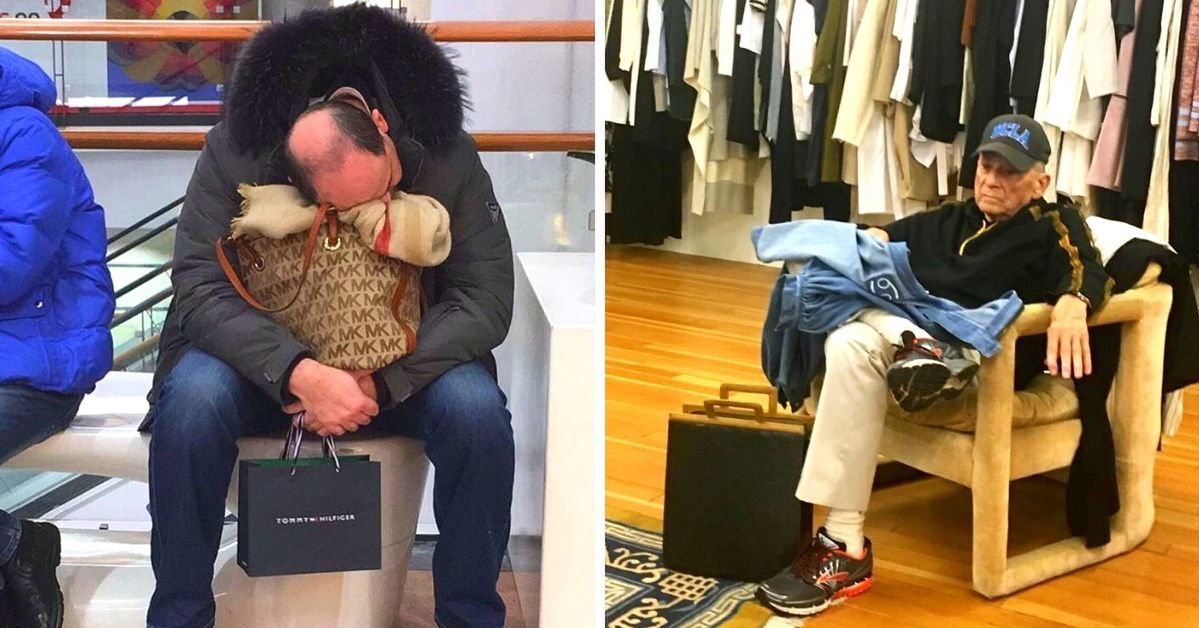 39 Men Who Have Not Kept Up With Their Shopping Partners. Defeated With Exhaustion