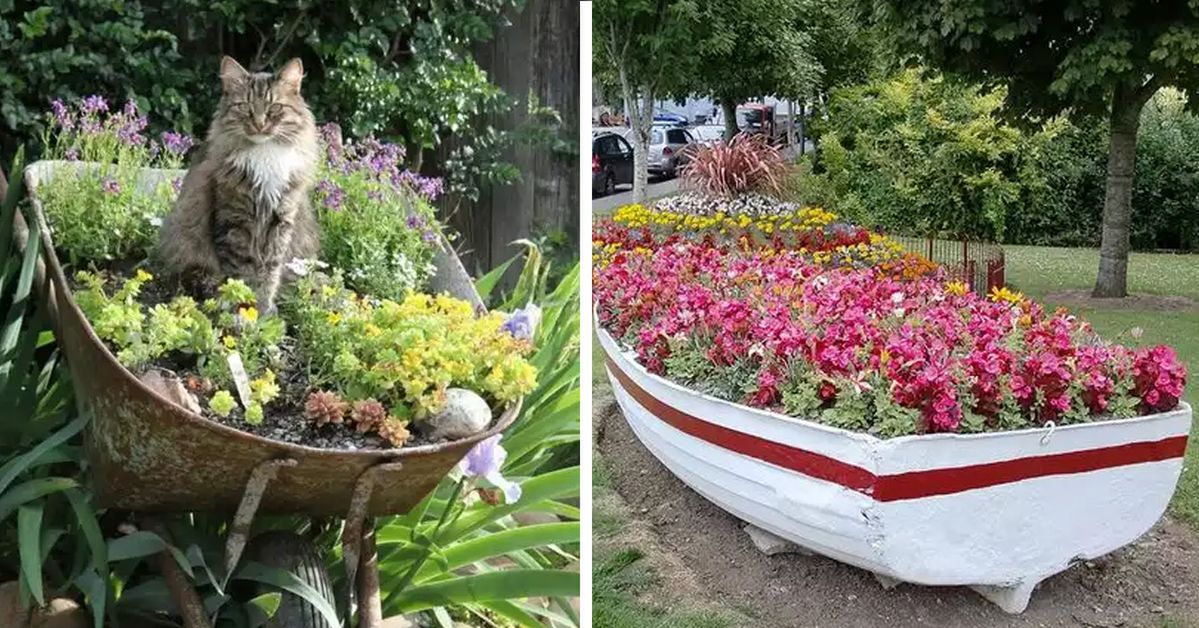 21 Creative Decorations and Flowerbeds Made from Basement Stuff