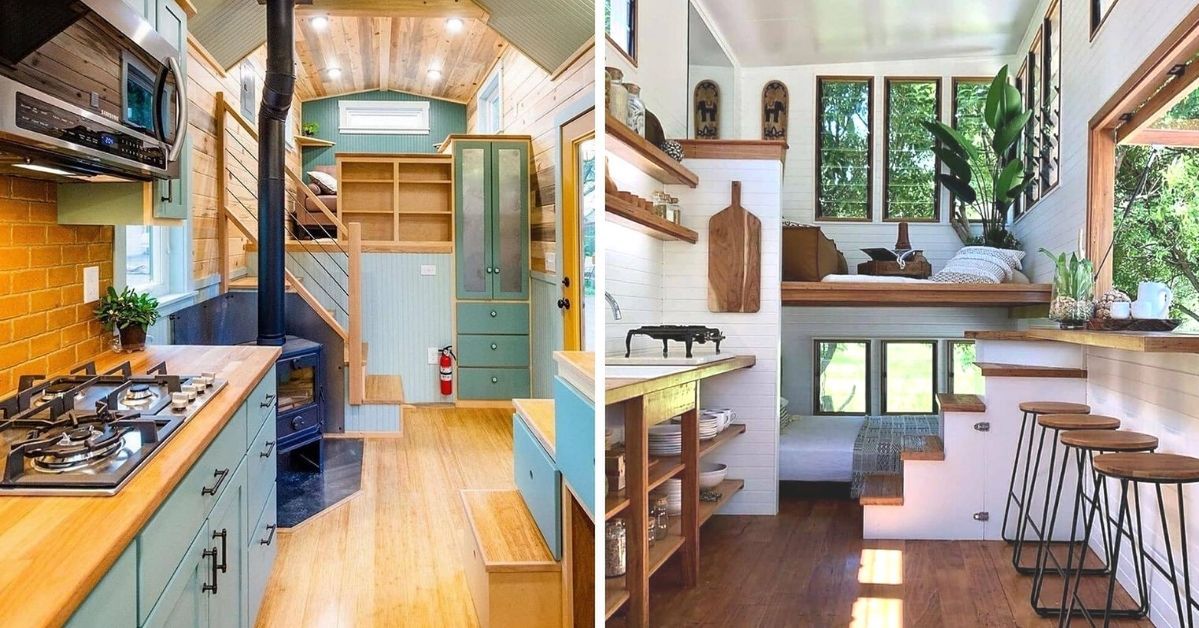 4 błyskotliwe wnętrza małych domków, które zachwycą każdego. Wygodne projekty mini przestrzeni