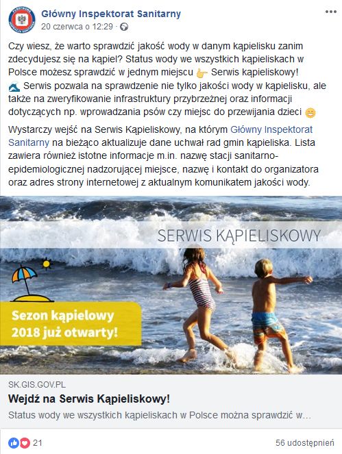 Serwis pozwala nie tylko na sprawdzenie jakości wody, ale także na zweryfikowanie infrastruktury danego miejsca. 