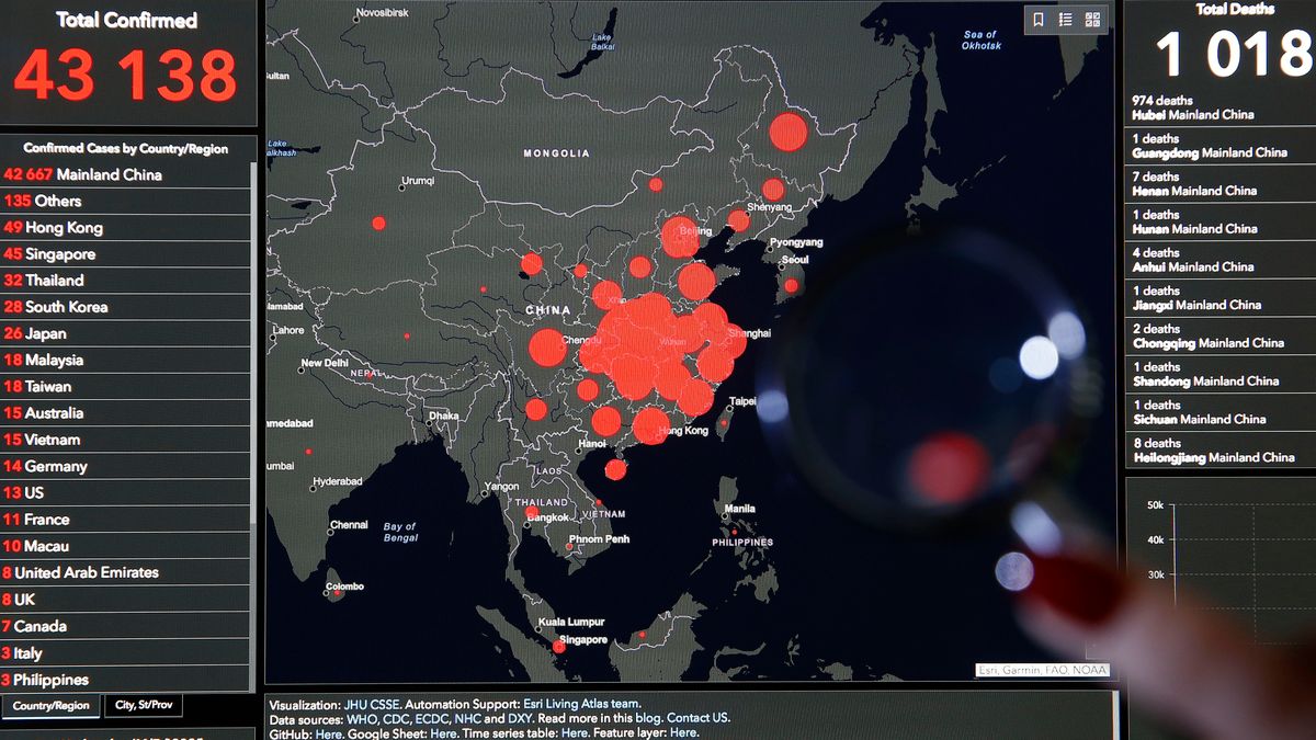 Oryginalna mapa zakażeń stworzona przez John Hopkins University