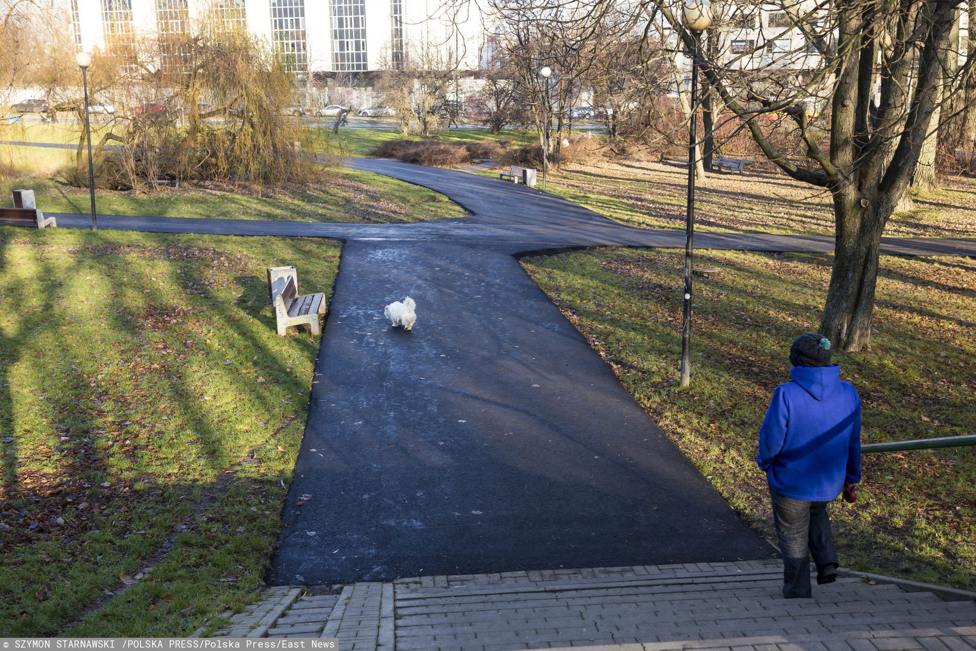 Warszawa. Park Morskie Oko z nowymi asfaltowymi alejkami