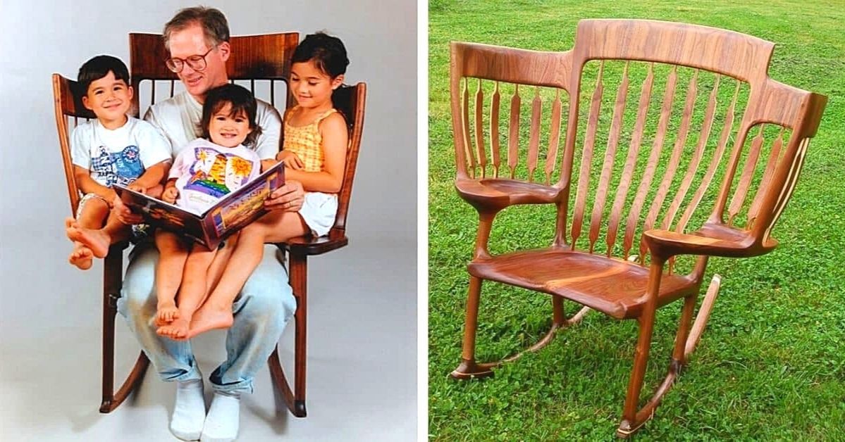 A Talented Father Designs an Unusual Rocking Chair to Read Books for His Three Children